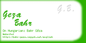 geza bahr business card