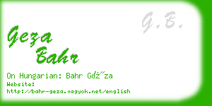 geza bahr business card